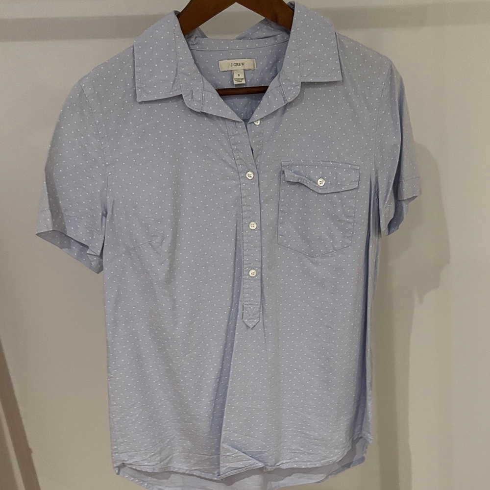 J. Crew Men's Blue Polka Dot Casual Shirt